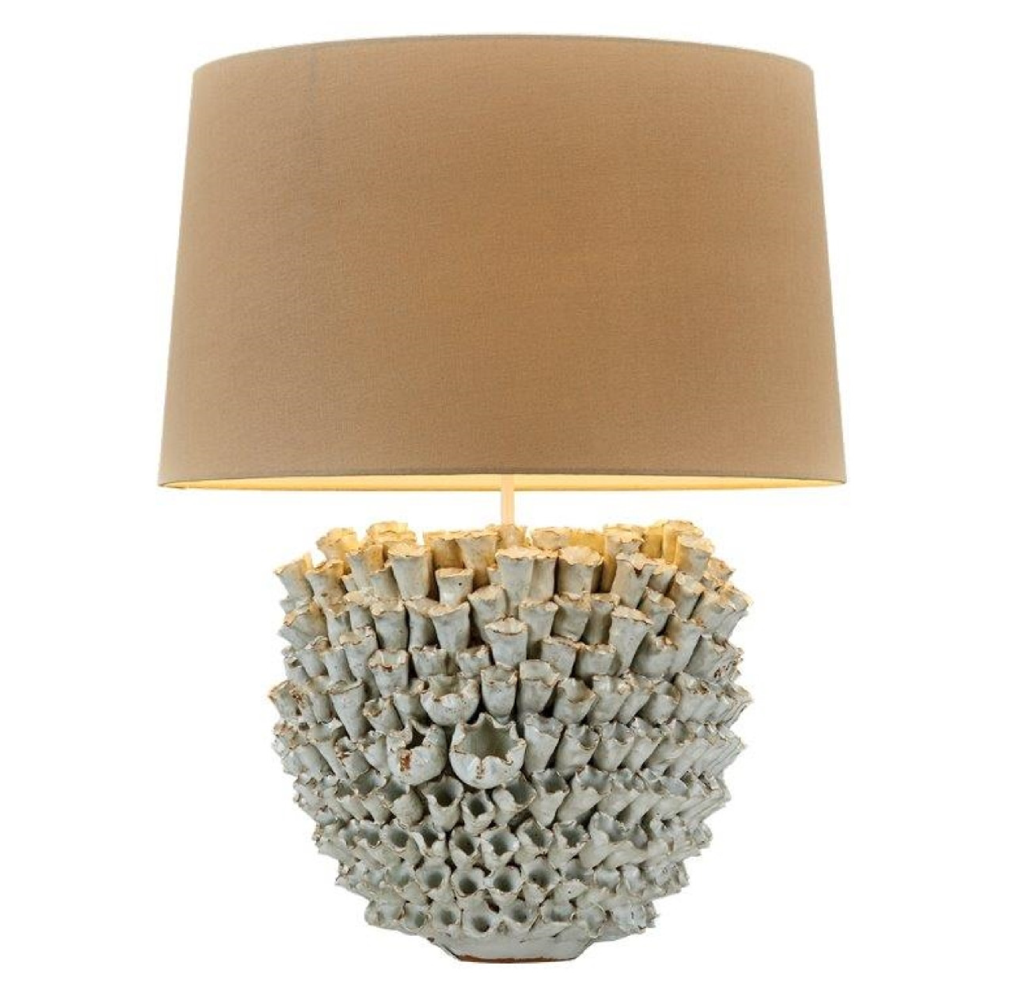 Handcrafted White Barnacle Ceramic Table Lamp – 24"