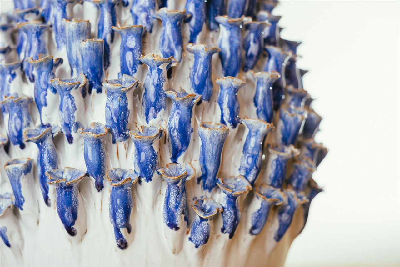 Handcrafted Blue Barnacle Ceramic Table Lamp – 33"