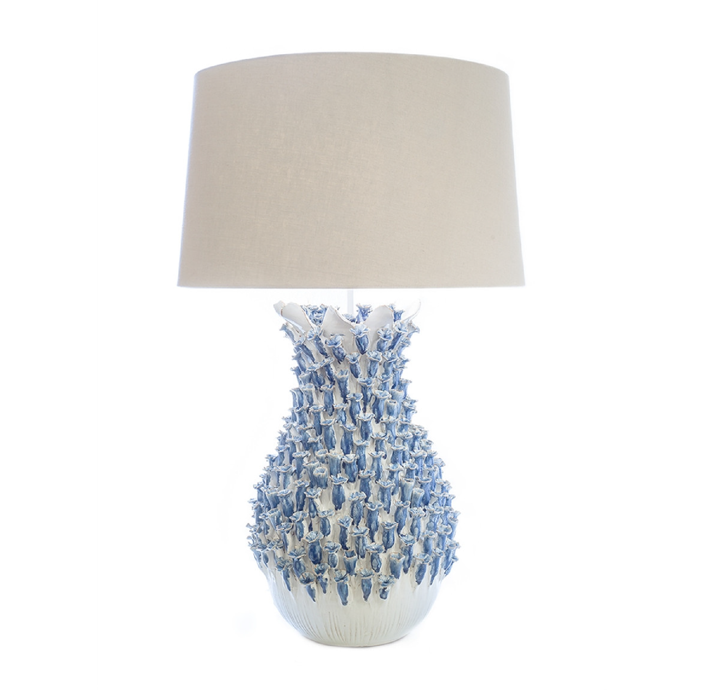 Handcrafted Blue Barnacle Ceramic Table Lamp – 33"