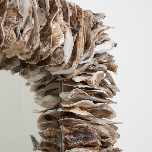 Close-Up Detail of Mina Oyster Shell Mirror Frame