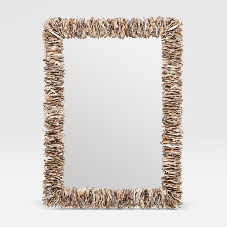 Image of Oyster lined mirror in a rectangle shape.