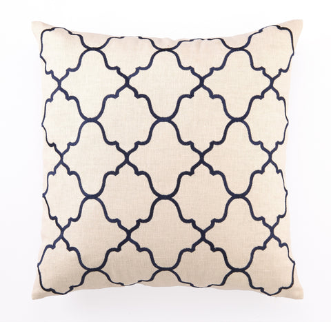 Moroccan Tile Pillow - Navy Blue
