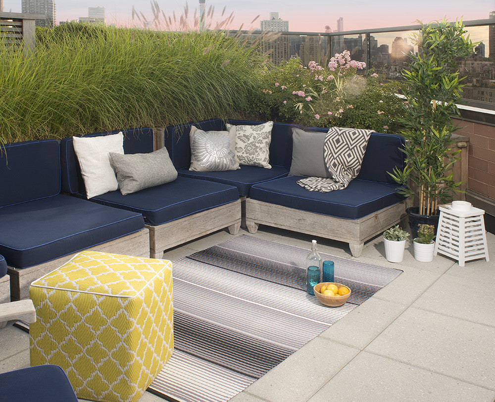 Tangier Indoor/Outdoor Cube - Celery & White -SOLD OUT