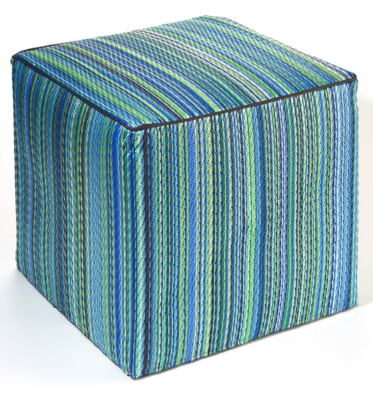 Cancun Indoor/Outdoor Cube - Turquoise & Moss Green -OUT OF STOCK