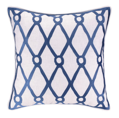Embroidered Navy Fish Net Pillow