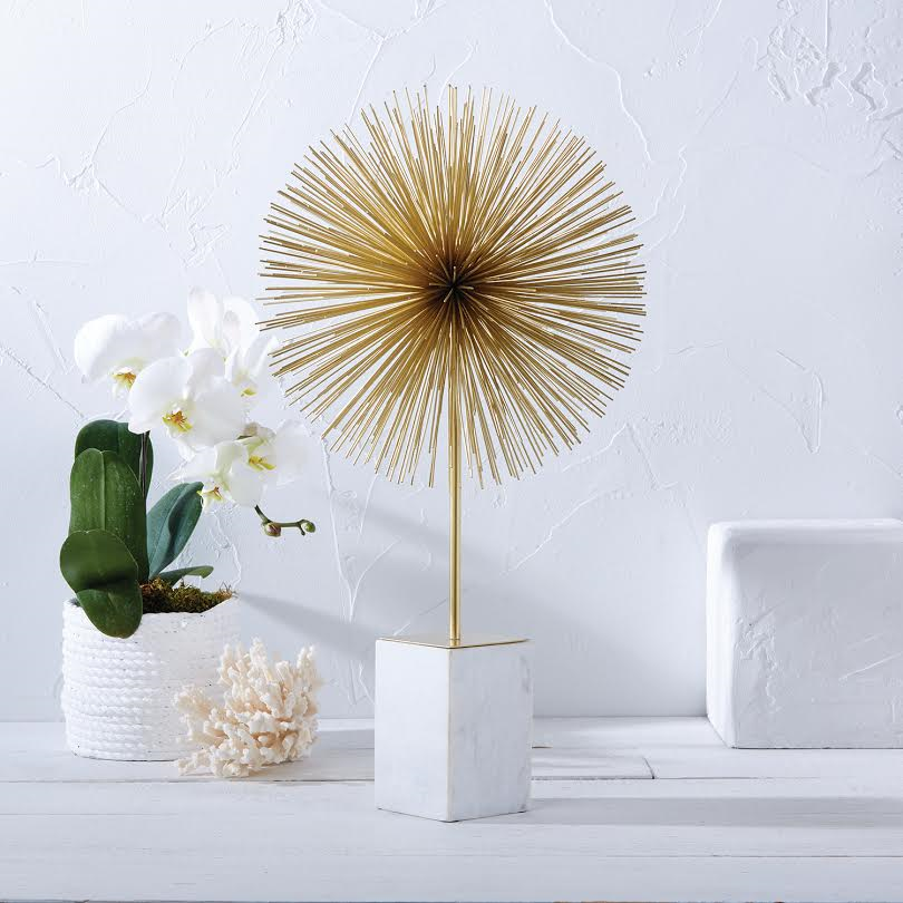 Gold Star Bursts on Marble Stand - Set of Two