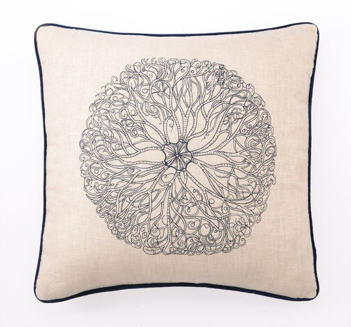 Embroidered Trochus Shell Pillow
