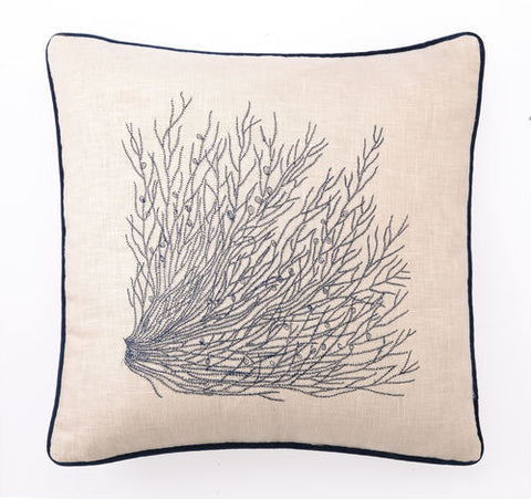 Embroidered Trochus Shell Pillow