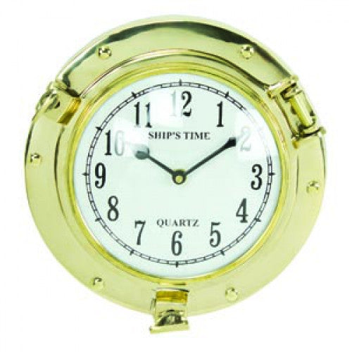 Polished Brass Porthole Clock