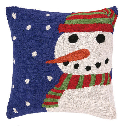 Snowman Blue Snowy Night Hook Pillow