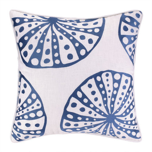 Embroidered Navy Nautilus Pillow