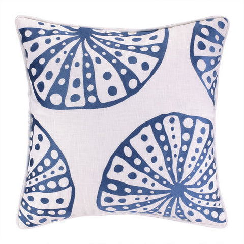 Embroidered Navy Sea Urchins Pillow
