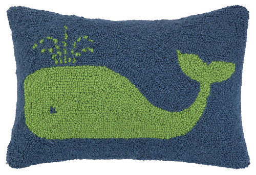 Whale Hook Pillow - Green/Navy SOLD OUT
