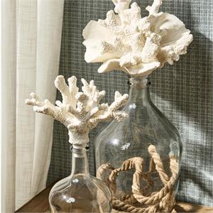 Glass Bottle Vase Set with Coral Stoppers – Set of 3