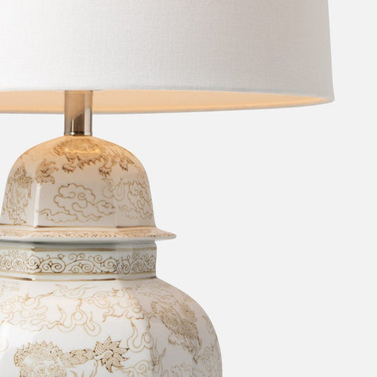 Handcrafted Coastal Ginger Jar Lamp with Glossy Ceramic Finish and Nautical Motif