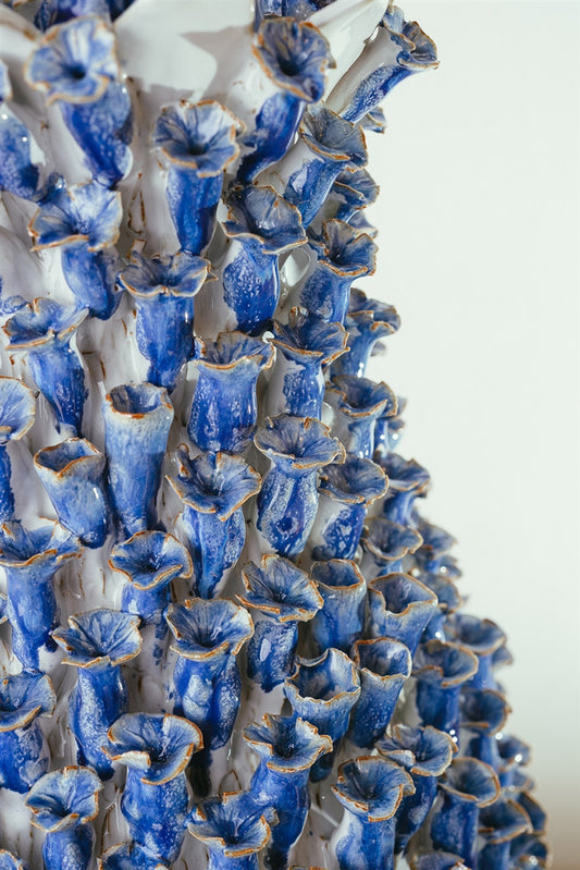 Handcrafted Blue Barnacle Ceramic Table Lamp – 33"