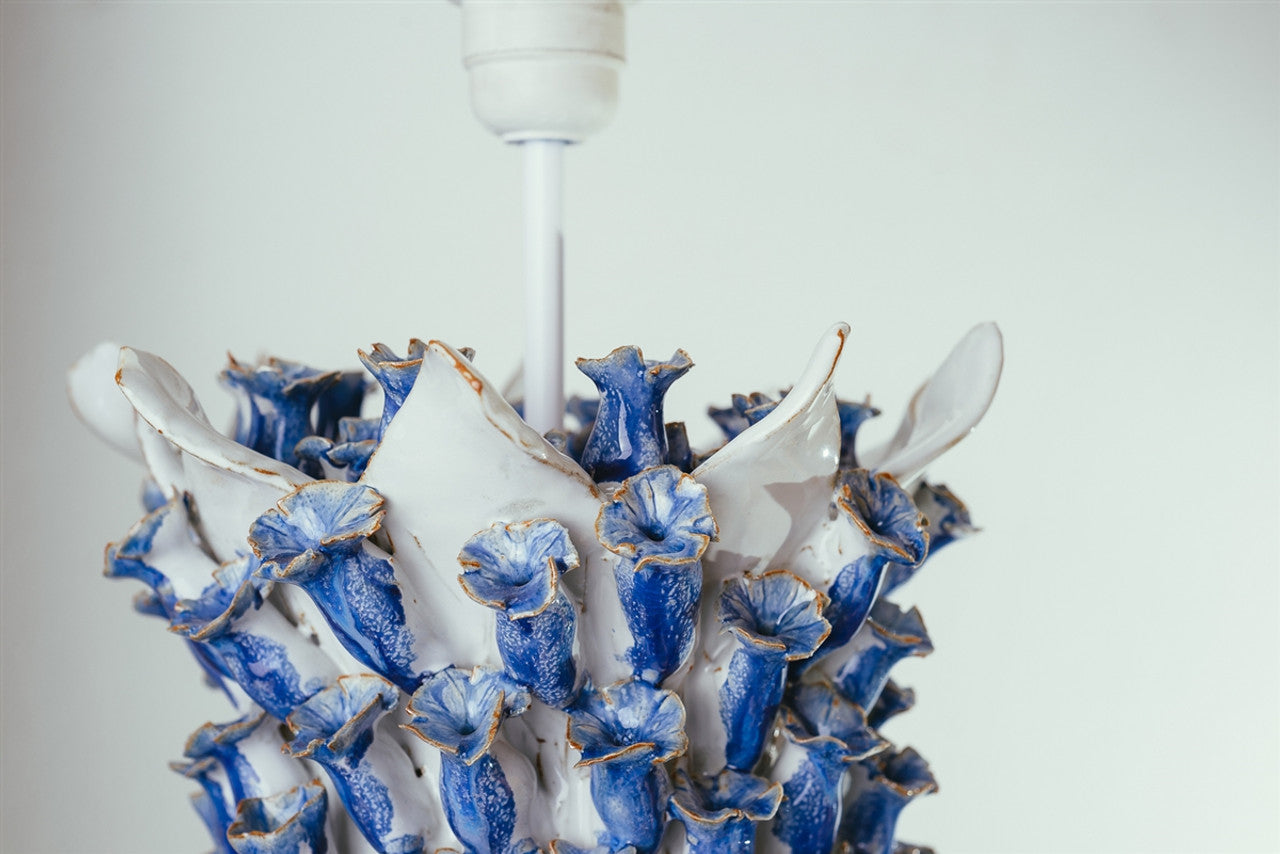 Handcrafted Blue Barnacle Ceramic Table Lamp – 33"
