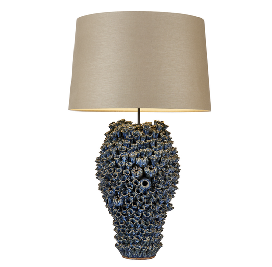 Handcrafted White Anemone Ceramic Table Lamp - 36"