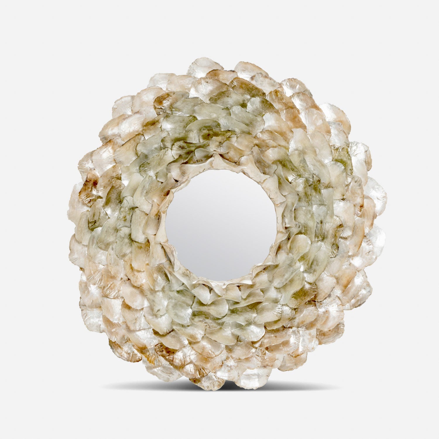Venus Round Oyster Shell Coastal Mirror 45-inch