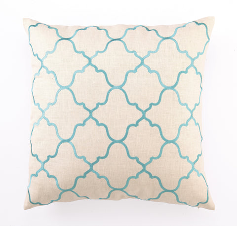 Moroccan Tile Pillow - Navy Blue
