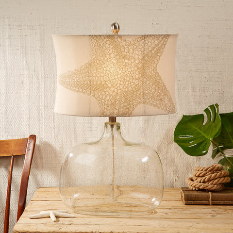 Glass Lamp with Linen Starfish Shade - Set of 2 - SOLD OUT