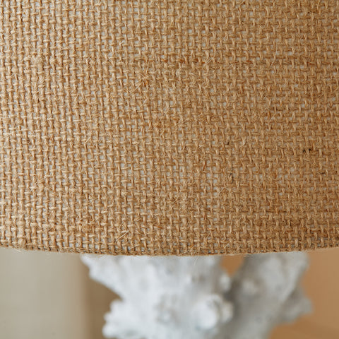 Coral Table Lamp with Burlap Shade - Set of 2