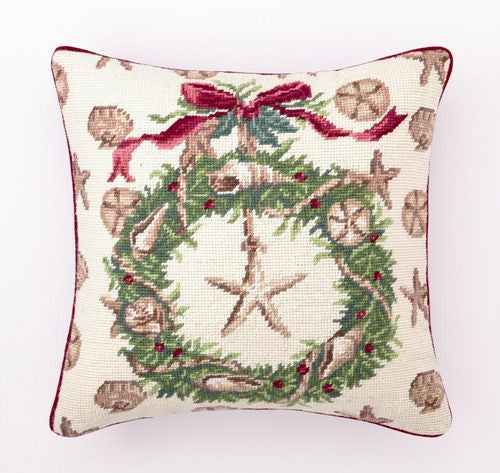 Beach Christmas Wreath Pillow