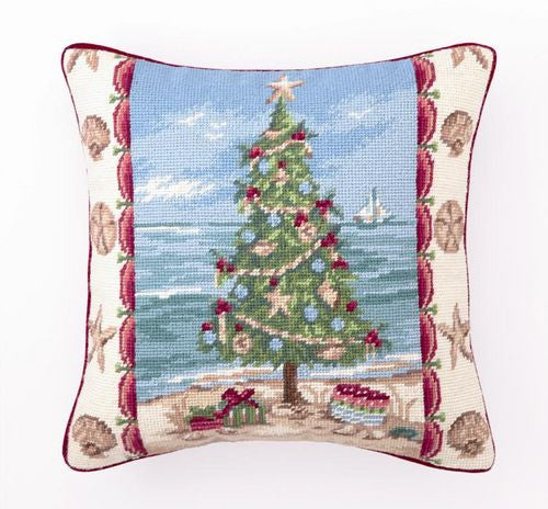 Beach Christmas Tree Pillow