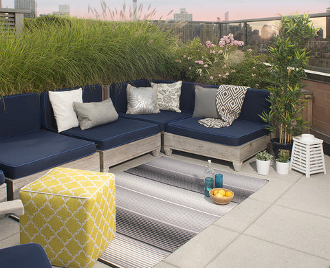 Tangier Indoor/Outdoor Cube - Celery & White -SOLD OUT