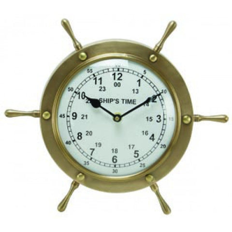 Antique Brass Ship Wheel Clock