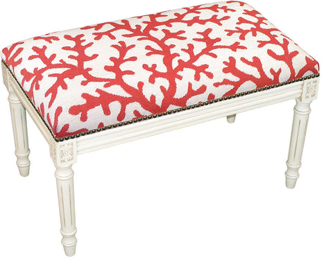Coral Needlepoint Bench - Assorted Colors