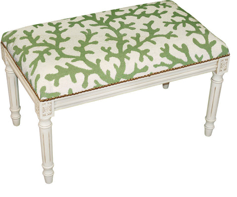Coral Needlepoint Bench - Assorted Colors