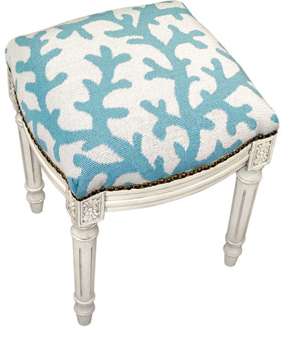 Coral Needlepoint Stool - Assorted Colors