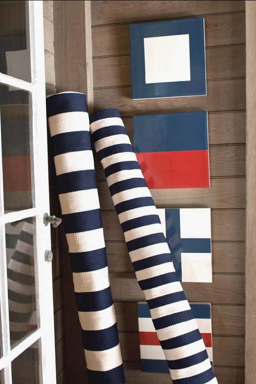 Catamaran Stripe Rug - Navy/Ivory