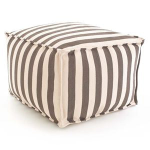Trimaran Stripe Charcoal / Ivory Indoor Outdoor Pouf