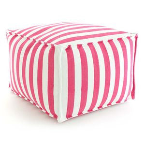 Trimaran Stripe Indoor/Outdoor Pouf - Fuchsia/White
