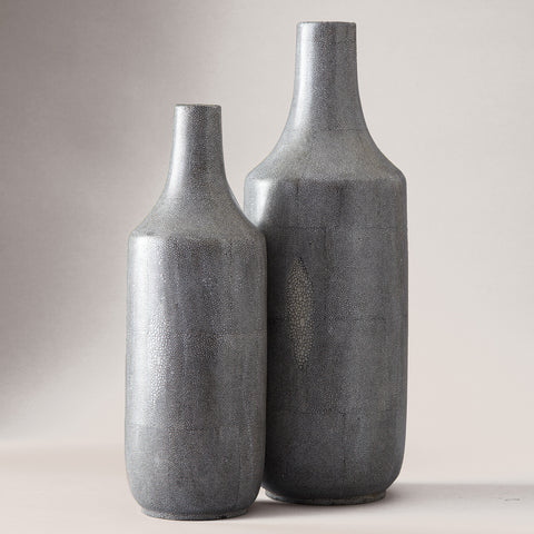 Grey Shagreen Vases - Set of 2