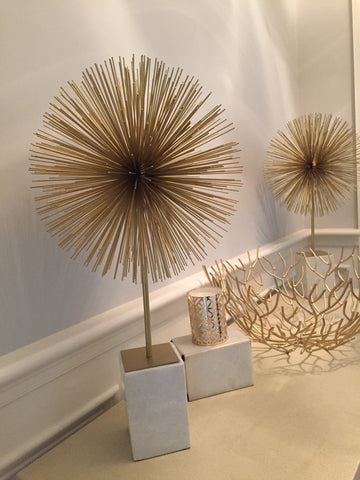 Gold Star Bursts on Marble Stand - Set of Two