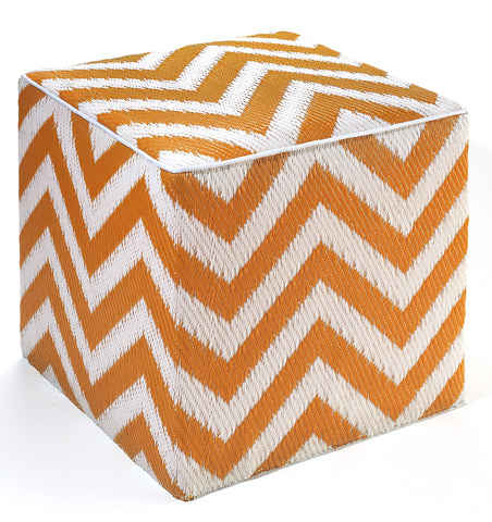 Laguna Indoor/Outdoor Cube - Orange Peel & White