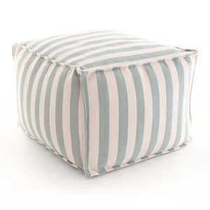 Trimaran Stripe Light Blue / Ivory Indoor Outdoor Pouf