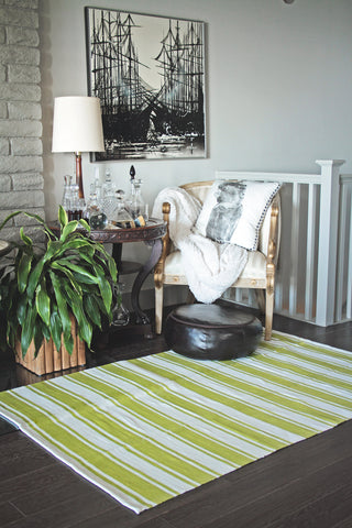 Lucky Indoor Outdoor Rug - Gray and White Stripe