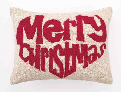 Merry Christmas Heart Hook Pillow