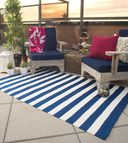 Nantucket Indoor/Outdoor Rug - Blue & White