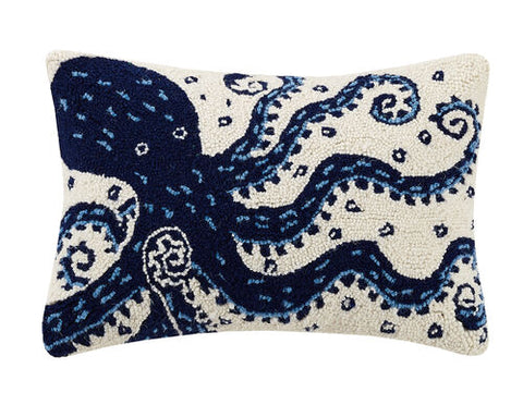 Octopus Hook Pillow - White/Blue