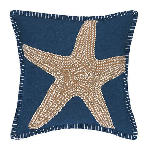 Navy Embroidered Nautical Pillows