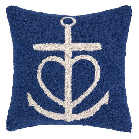 Anchor Heart Hook Pillow - Navy/White