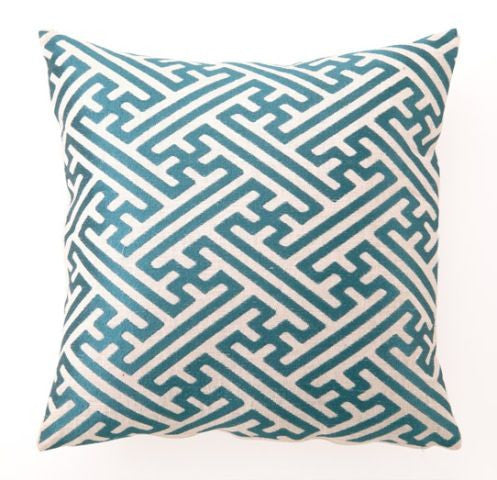 Cross Hatch Pillow - Teal Blue