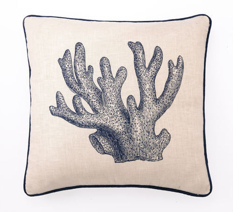 Embroidered Staghorn Coral Pillow