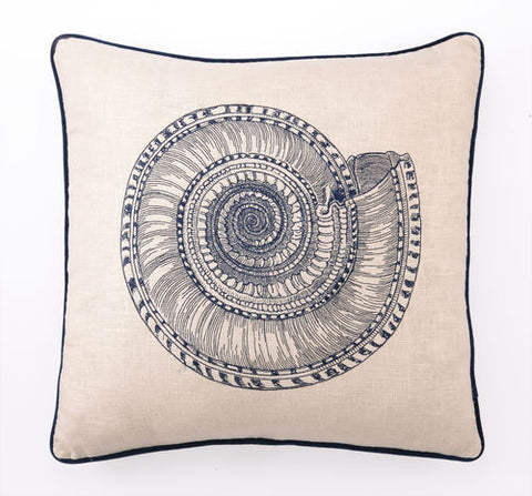 Embroidered Trochus Shell Pillow