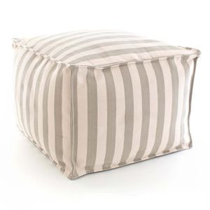 Trimaran Stripe Platinum / Ivory Indoor Outdoor Pouf